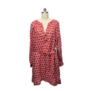 NWT J.Crew Pink Floral Print V Neck Midi Dress With Tie Belt Womens Size 2X